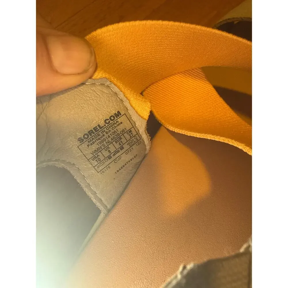 Sorel Cameron Flatform Slingback Sandals Gray Peach Womens Sz 10